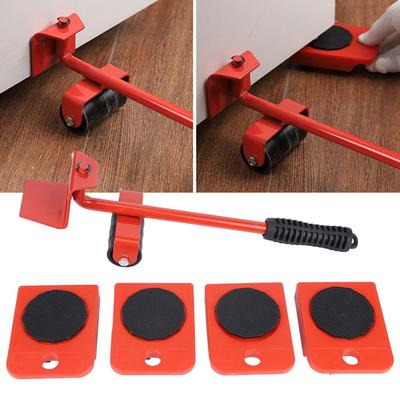 5Pcs Universal Wheel Design Furniture Mover Red Appearance Labor-saving Structure Relocation Tool Multi-functional Use