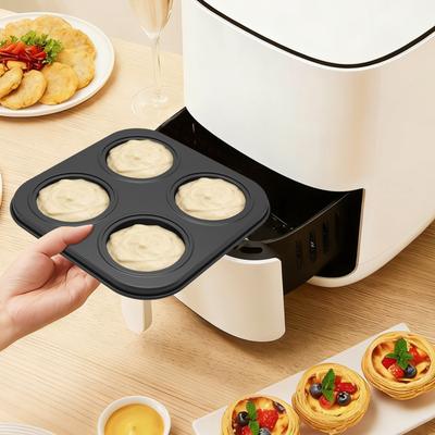 4Pcs Cupcake Baking Pan 4Cup Carbon Steel Muffin Pan Air Fryer Nonstick Muffin Tin Tart Mini Cheesecake Jelly Candy Pudding Mold