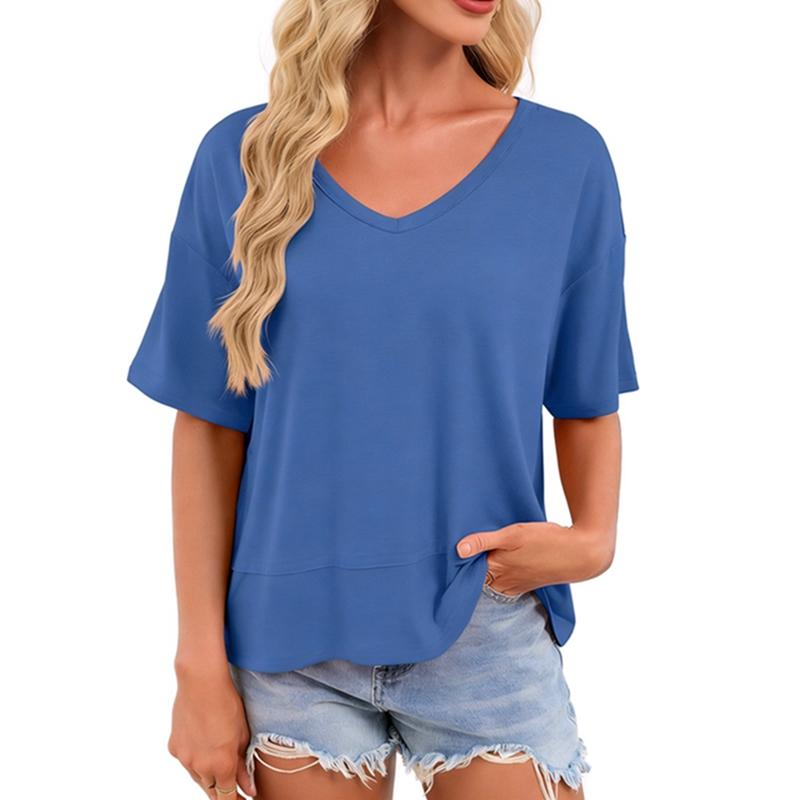 Women's V-Neck Short Sleeve Top Loose T-shirt