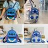 Lilo Stitch Blue Monster Printed Pu School Bag With Inner Card Pocket For Teens