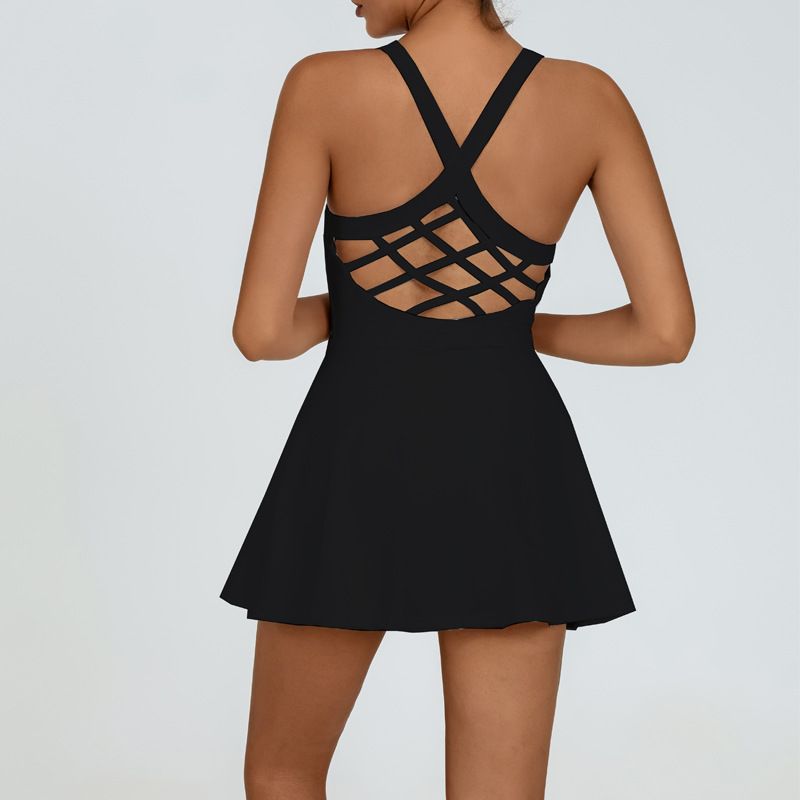 Yoga Dress Beauty Back Quick-Drying Sports Fitness Badminton Tennis Skirt Fashion Tape Training One-Piece