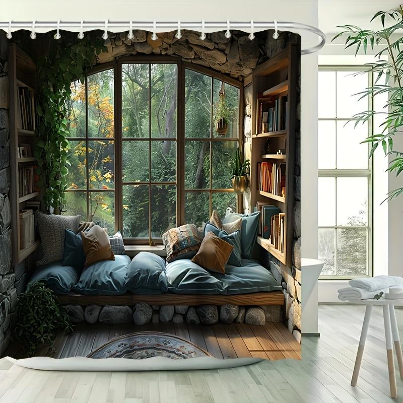 

Cozy Forest Cabin Shower Curtain - Rustic Bath Decor, Perfect For Those Who Love Nature-Inspired And Serene Designs W60H190(CM)-1 Pcs