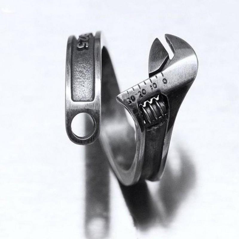 Adjustable Open Ring Men Women Vintage Industrial Design Copper Jewelry Retro U-Shaped Geometric Finger