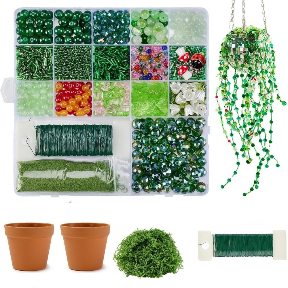 Crystal Leaf Pieces Beaded Plant Kit with Plant Pots Beads Plant Craft  for Plant Lovers