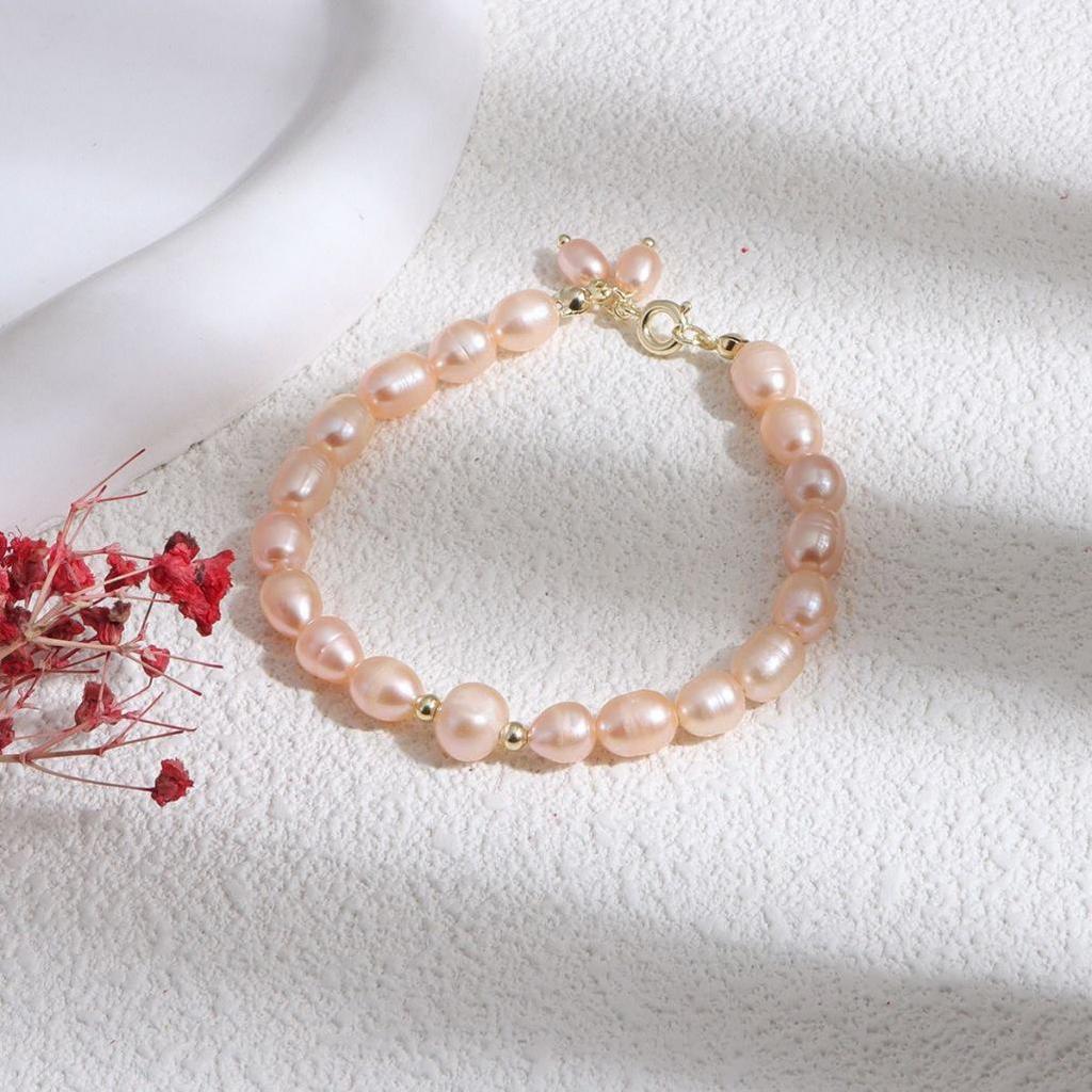 Korean Style Natural Freshwater Pearl Bracelet - Elegant, Colorfast Gift for Girlfriend