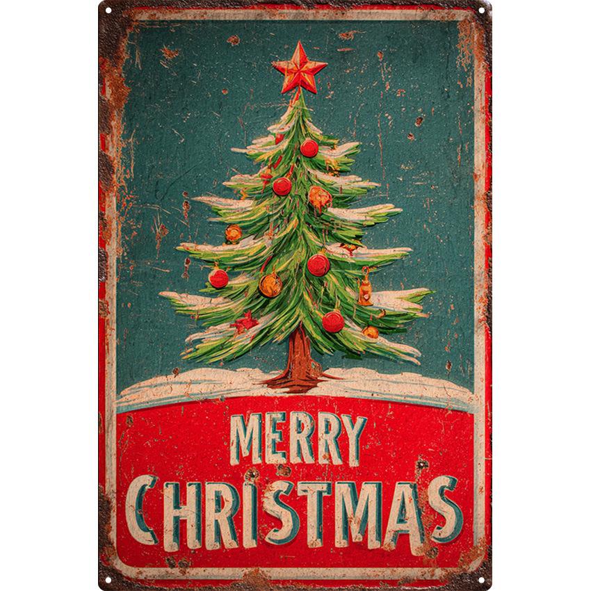 Retro Christmas Aluminum Wall Art for Home and Restaurant Decor
