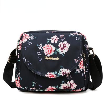 Fashion Flower Pattern Design Ladies Shoulder Bag Multi-pocket Ladies Messenger Bags Fashion High Quality Nylon Women Bag Purse