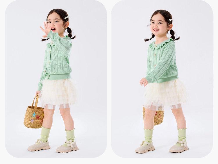 Dudu Family Girls' Spring Cotton Lace Cardigan - Sweet Baby Sweater