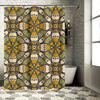 Vintage Boho Floral Shower Curtain DecorBlack Yellow Green White Pattern Waterproof Fabric Modern Bathroom Accessories