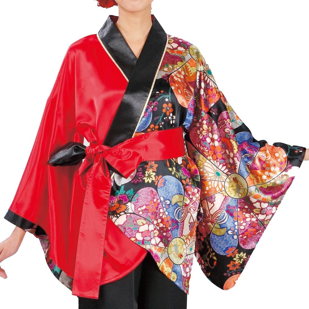 

Stage Costume Japanese Pattern Hanten Recital Karaoke Costume Taishogoto Popular Dance Yosakoi [Abibare] (with Obi) TSS1714-TSS1714-2-2929 красный