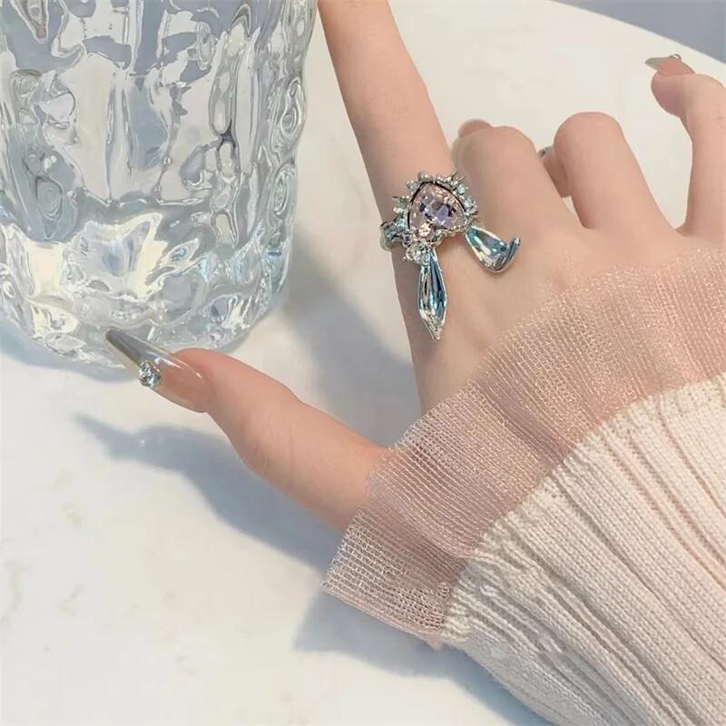 Lovely Adjustable Rings Zircon Jewelry Rings Girl Couple Women Valentine's Day Gifts