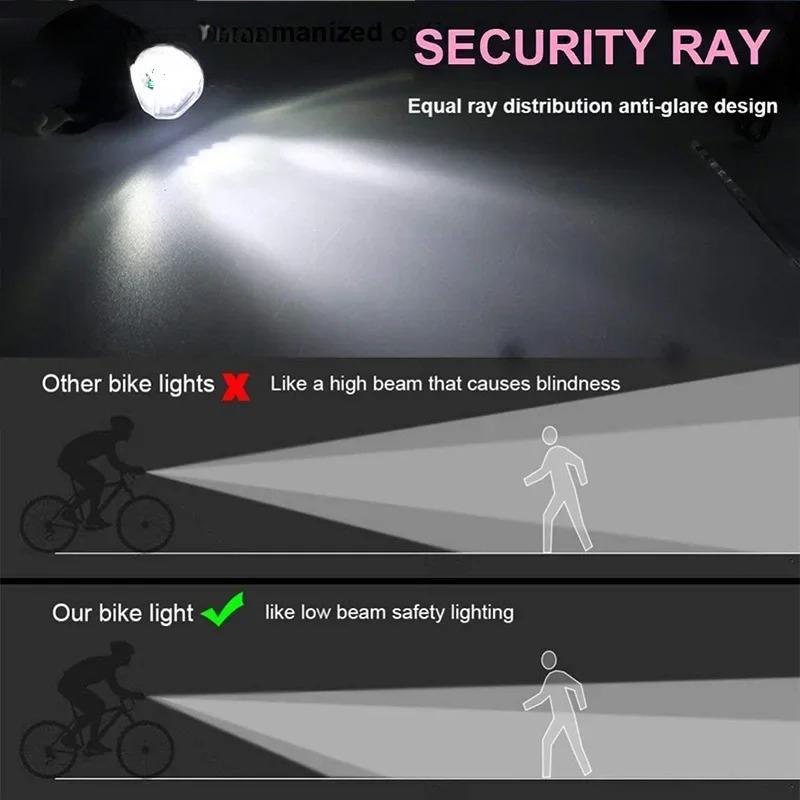 USB Rechargeable Bike Light Set Front Light with Taillight Easy To Install 3 Modes Bicycle Accessories for the Bicycle