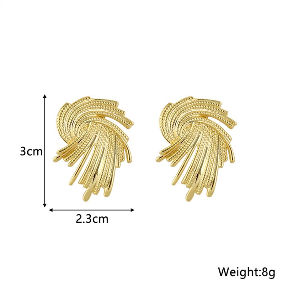 Gold Color Metal Weaving Wing Stud Earrings for Female Fashion Sweet Geometry Wedding Jewelry Romantic Valentine's Day Gift