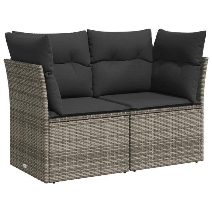 VidaXL Garden Sofa 2 Seater with Cushions, Seat with Cover, Patio Terrace Balcony Courtyard Outdoor Furniture, Grey 366137