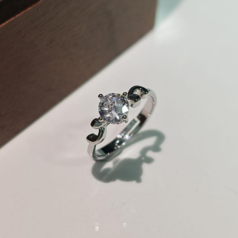 6Pcs Simple single zirconia ring with adjustable opening finger ring wedding accessory ring