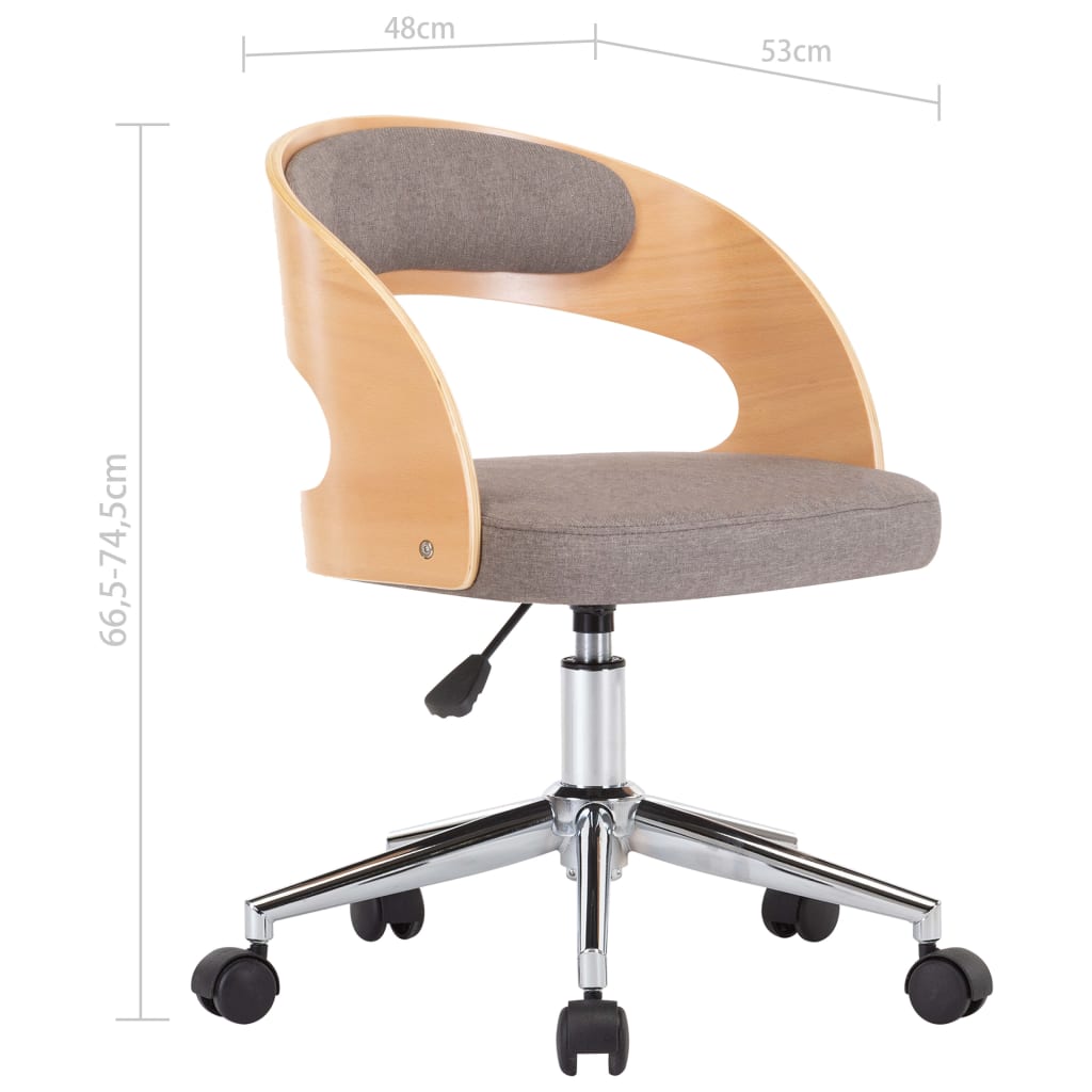 Swivel Office Chair Taupe Bentwood and Fabric