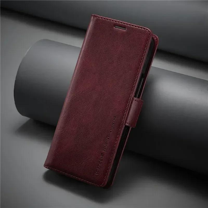

Luxury Magnetic Wallet PU Leather Case For Samsung Galaxy Z Fold 3 4 5 6 7 Card Solt Holder Pocket Cover For Galaxy Z Fold7 6 5 Z Fold 7 червоний