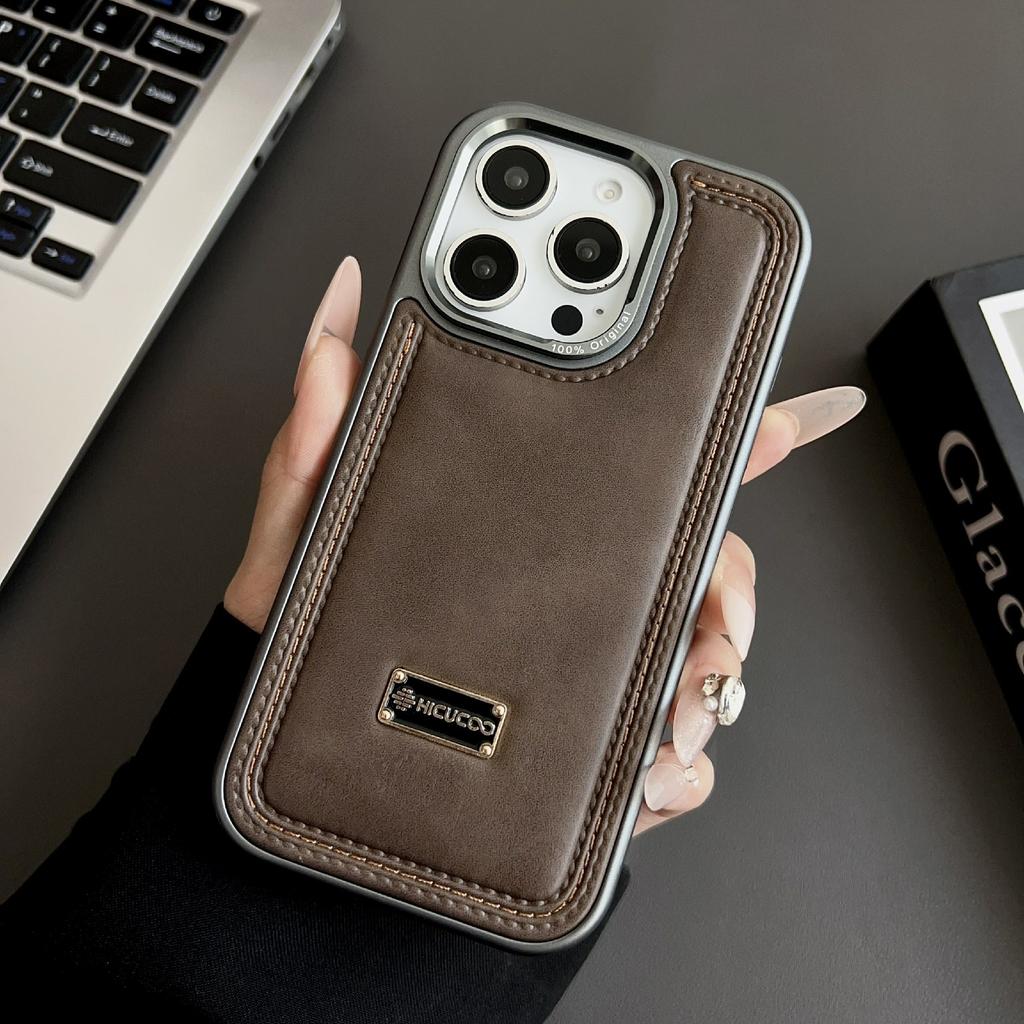 For iPhone 16 Pro Max Case PC + PU Leather Shockproof Phone Back Cover