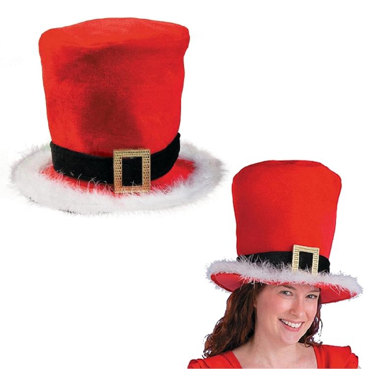 Adult Christmas Santa Hat with White Brim Cap New Year Party Cosplay Accessories