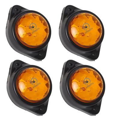 Balení 4 kulatých jantarových LED obrysových světel pro přívěs 12V DC obrysová signální světla pro nákladní automobil, loď, autobus