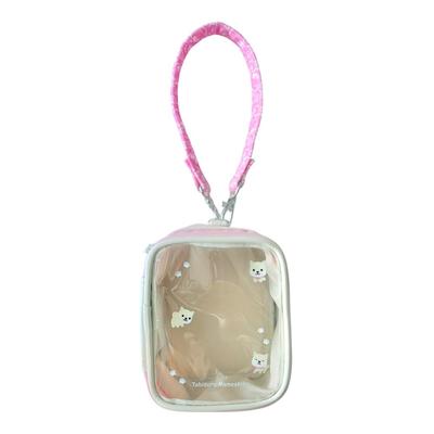 TabisuruMameshiba Osan Pouch, Oshikatsu, Plush Toy, Decoration Box, Box Pouch (Mameko PinkWhite)