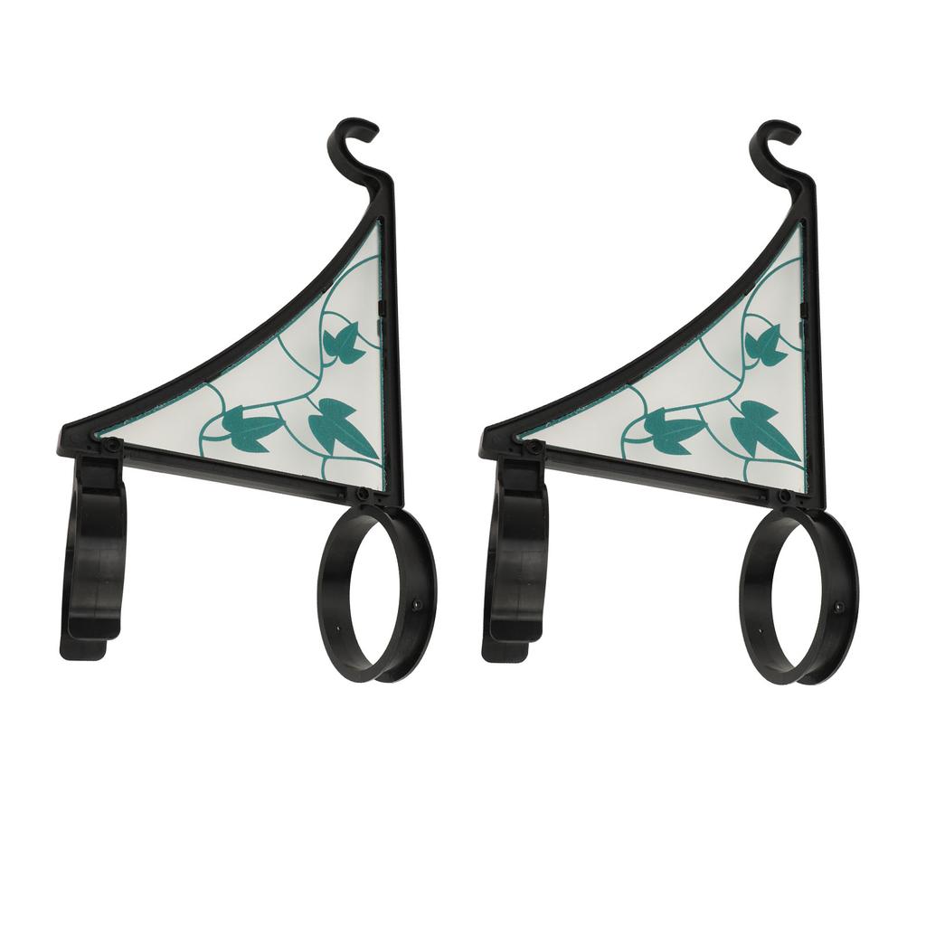 2pcs Fence Post Hanger Green Leaf Pattern Plastic Hanging Plants Bracket for Bird Feeder Lantern