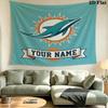 Benutzerdefiniertes Namensschild Miami Dolphins Bedruckter Wandteppich – Wandbehang für Schlafzimmer, Studentenwohnheime und Heimdekoration