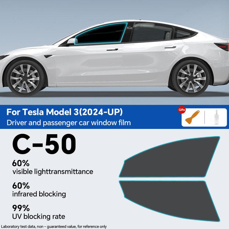 Film Teinté Pré-Découpé pour Vitres de Voiture pour Tesla Model 3 2024 Highland Autocollant Auto Films Films Protecteurs Solaires Céramiques UV