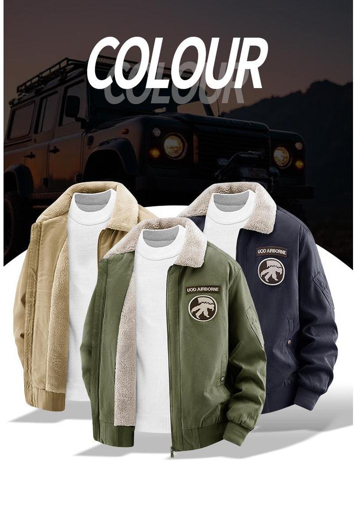 2025 Autumn/Winter Men's Plus Velvet Washed Cotton Jacket - Classic Casual Outdoor Cold-Weather Protection