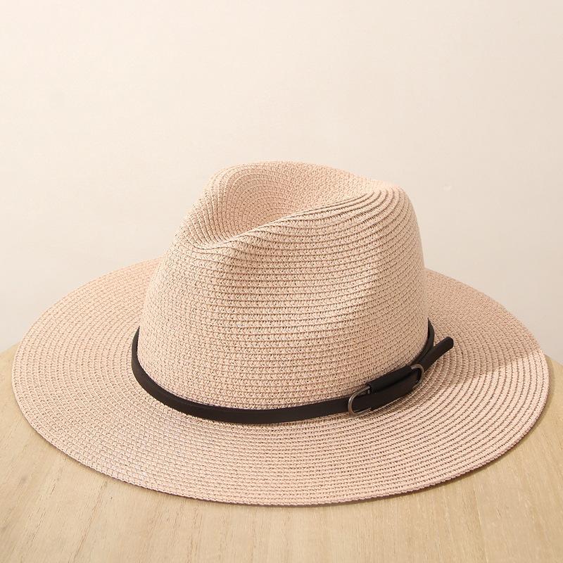 JYL TS DIY Panama Straw Hat White Belt Decor Sun Protection Woven Straw