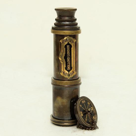 Brass Spyglass Telescope: Dollond London 1920 Style, Leather Case