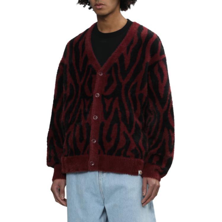 Carhartt WIP Classic Logo Tag Vintage Zebra Pattern Long Sleeve Knit Sweater Unisex sweater Black CHXCDA241030M-BKX