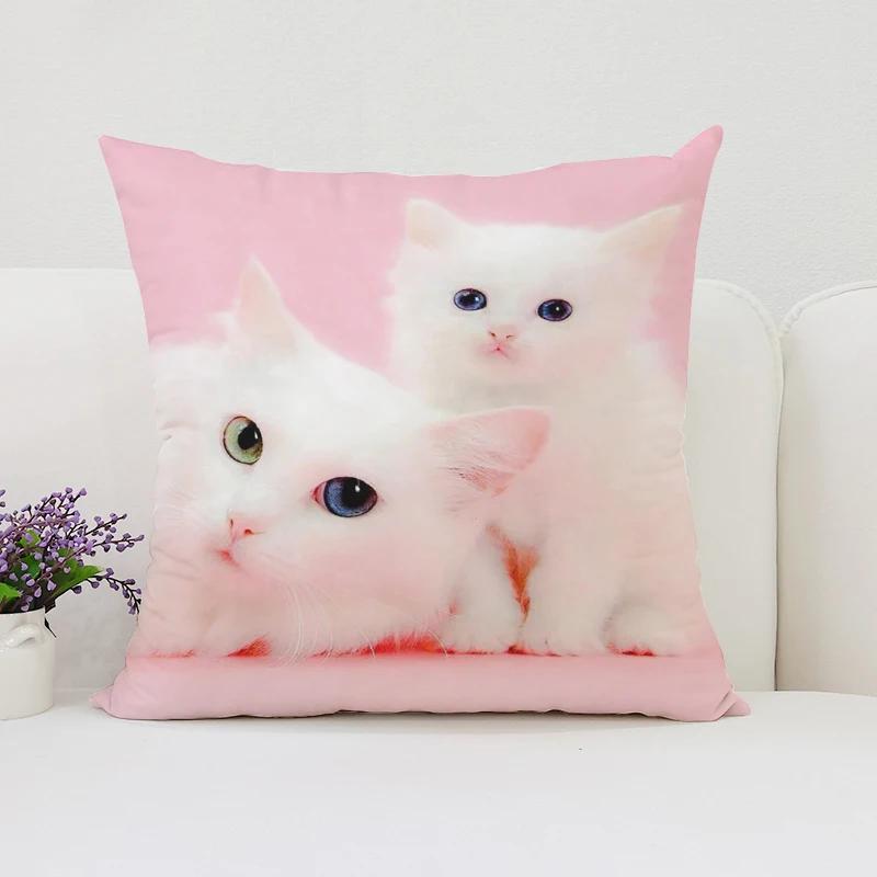 Cute Cat Decorative Pillow Cover 45x45 Cushions Covers Pillowcase 45*45 Bed Pillowcases Cover for Living Room Cushions Cushion