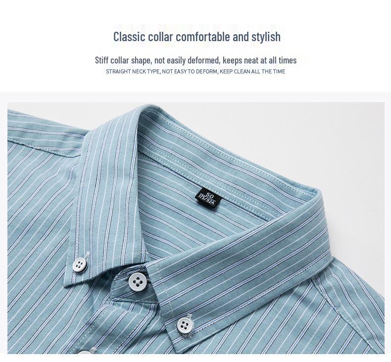 Hengyuanxiang Men's Non-Iron Striped Cotton Long-Sleeve Shirt - Spring & Autumn Casual Loose Fit