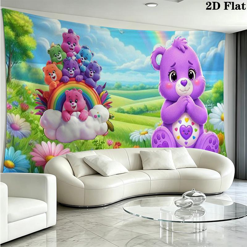 Cartoon Care bears Wall Tapestry Aesthetic Wall Hanging Printed Fabric Blanket Decorative Tapestries for Bedroom Living Room Home Decor