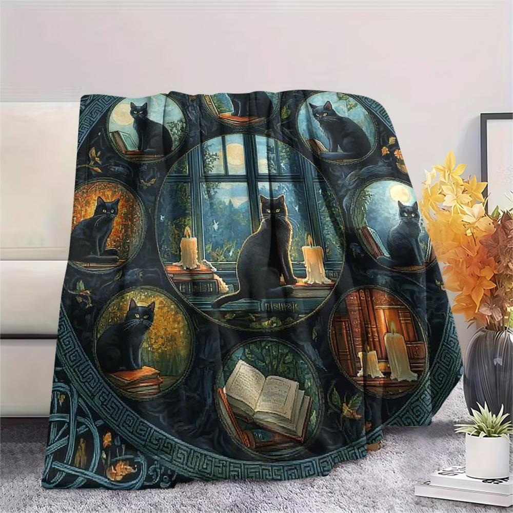 Tabby Cat Print Flannel Blanket, High quality Comfortable for All Seasons, Home Decor, Warmth and Comfort, Perfect for Christmas Gifts