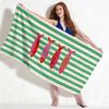 Vintage Coastal Fish Beach Towel, Boho Striped Sardine Pattern Bath Towel, Perfect for Beach Vacations & Pool Days 1pcs