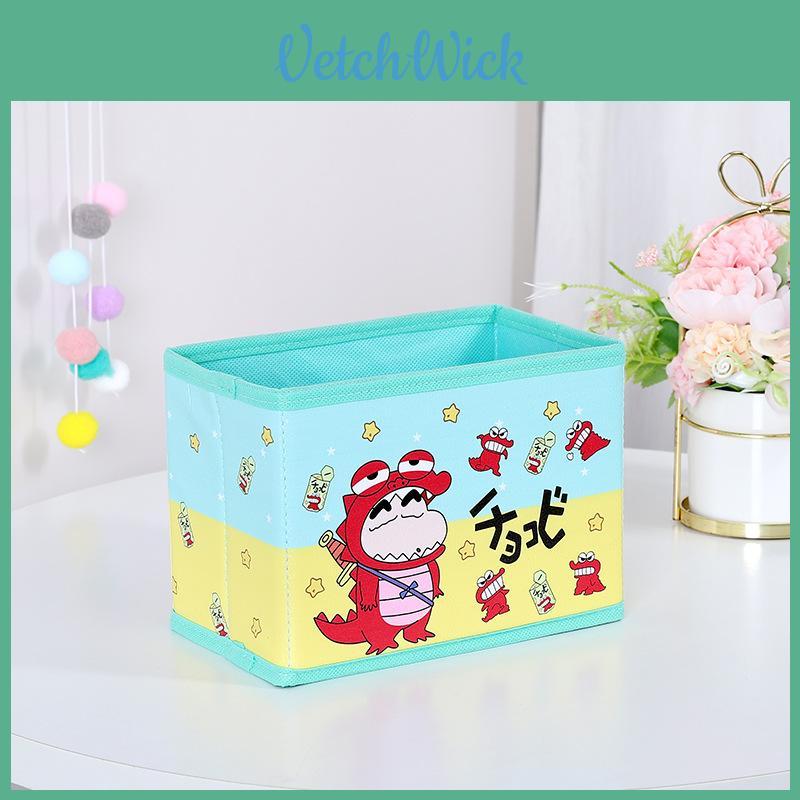 Cute Pajamas Crayon Shin Chan Shiro Striped Pattern Foldable Desktop Storage Box For Bedroom And Office Organization