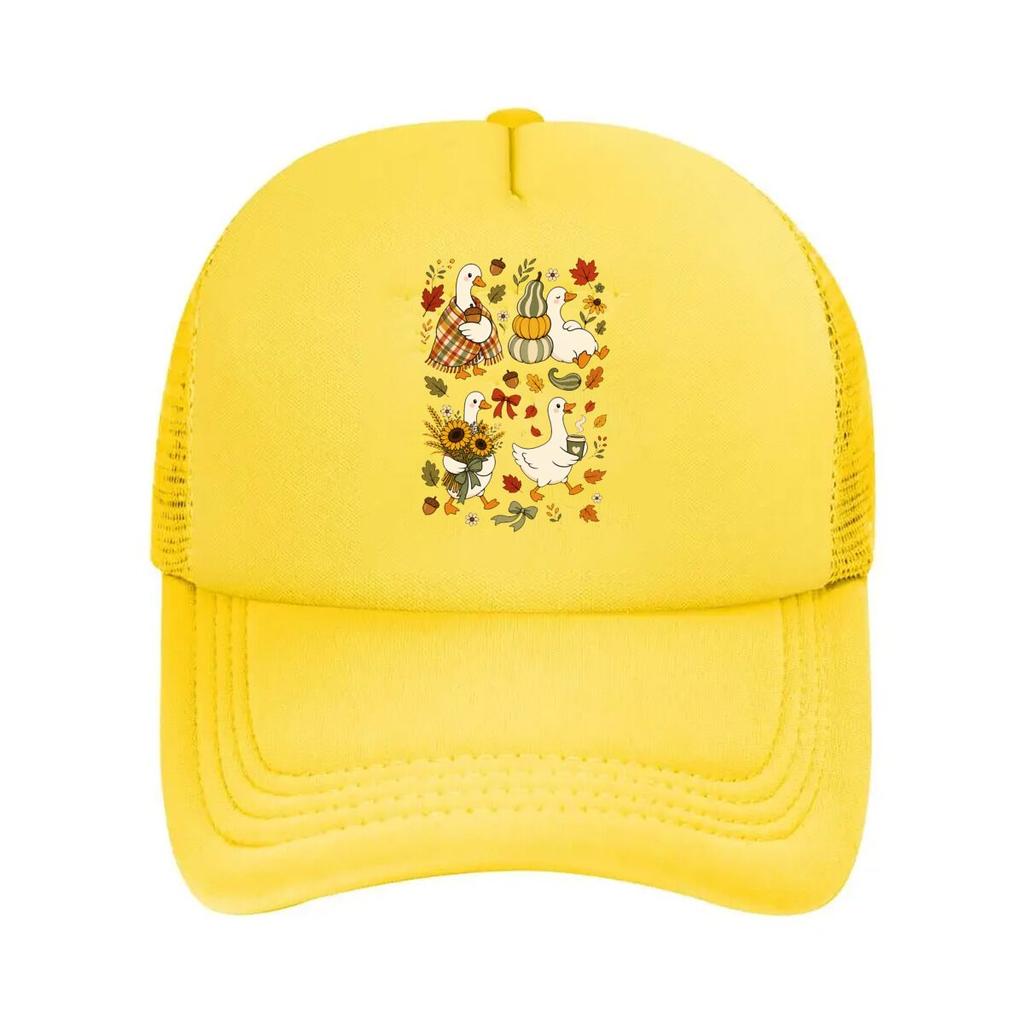 Cozy Autumn Goose Harvest Illustrati Mesh Baseball Cap Hip Hop