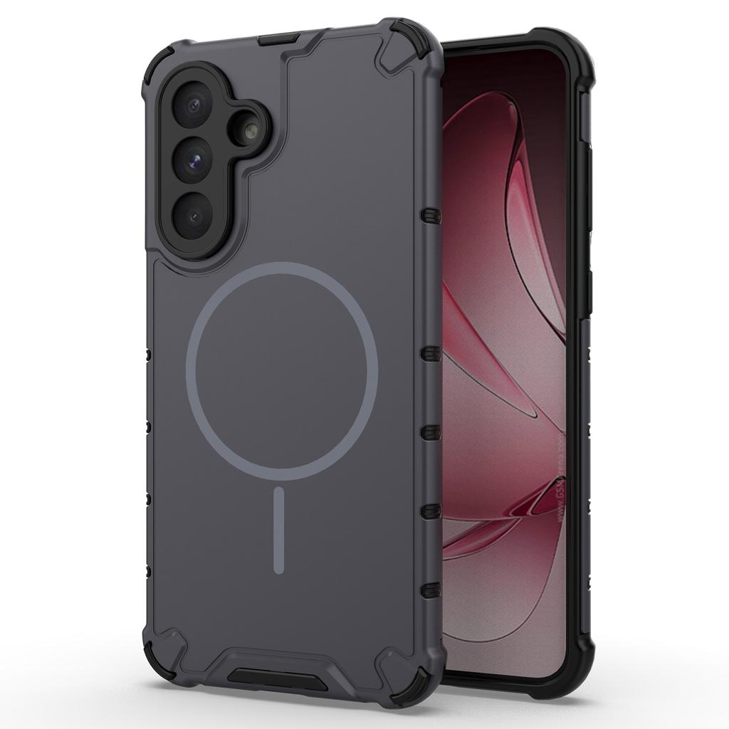 For Samsung Galaxy A56 5G Magnetic Case Corrugated Texture Heat Dissipation TPU+PC Phone Back Cover