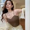 Sleek Ice Silk V-Neck Tank with Fixed Cups and Chest Pads, Inner Layer, and Short Bandeau