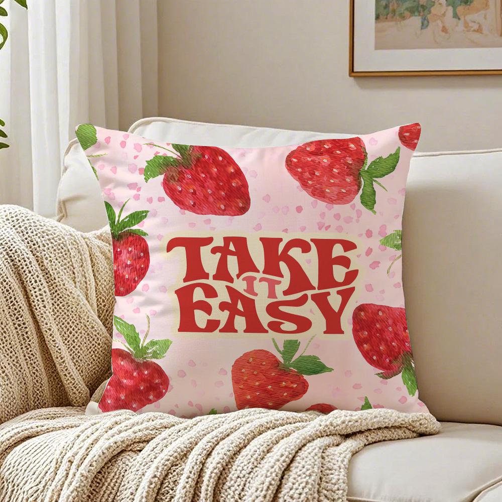Cute strawberry print Cushion Cover Pillowcase Antidustmite living Room Sofa Decor Cushion Room