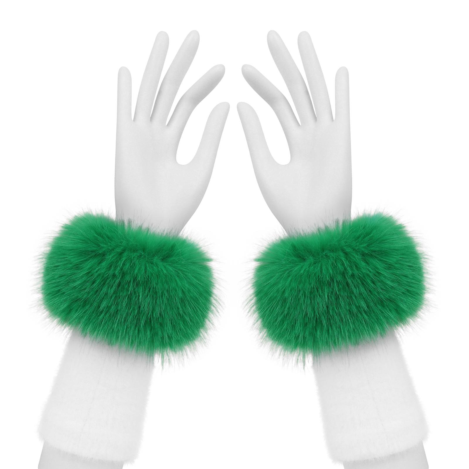 Kurze Kunstpelz-Handgelenkmanschetten Winter Flauschige Pelzige Armbänder Armwärmer Zubehör white