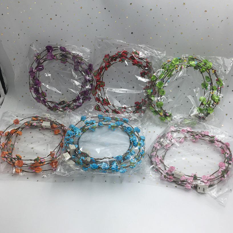 LED Light-Up Princess Headband: Colorful Feather Rabbit Ears with Glittering Gold Wire Garland