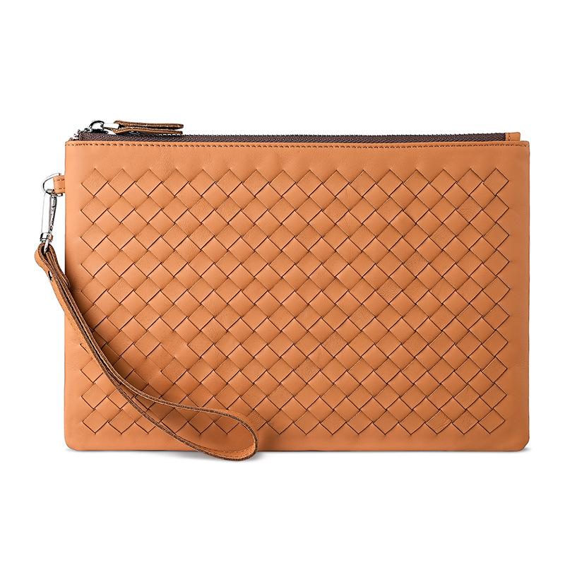 Hand-woven Leather Men's Clutch Bag Business Men's and Women's Wrist Bag Large Capacity Wallet Clutch Bag