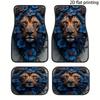 4pcs Car Floor Mats, Blue Floral Lion Head Pattern, Material, Universal Fit, All-Season Use, Car Decoration Accessories, Car Int