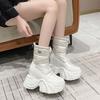 Winter Women's Fur Snow Boots Keep Warm Chunky Short Boots Outdoor Plush Mid-calf Shoes 10CM Platform Anti-skid Leather Sneakers
