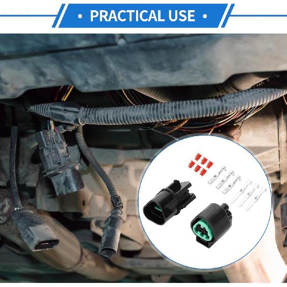 Kit de Conector de Plugue para Sensor de Carro de 3 Pinos Compatível para Hyundai para Kia, Série Plástica Impermeável de 2,2 mm Conector de Terminal de Fio Macho Fêmea Preto