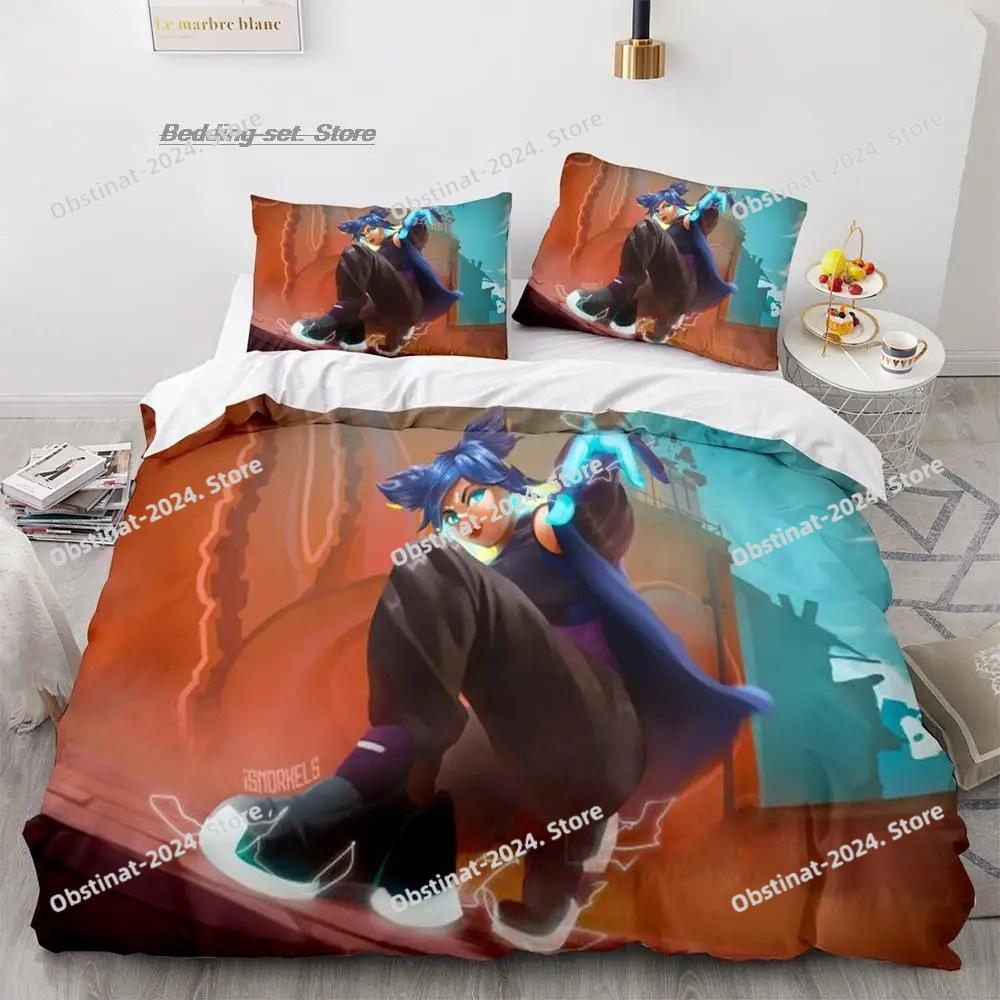 Gaming Valorant Bedding Set Single Twin Full Queen King Size Bed Set Aldult Kid Bedroom Duvetcover Sets 3D Print Anime 034
