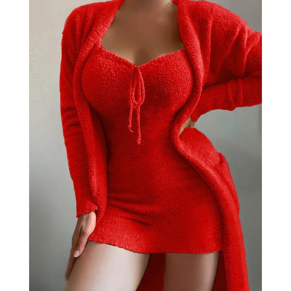 New Luxury Women's Plush Pajamas Set Crop Top+Long Pants+Coat 3 Pieces Suit Homewear Female Matching Sets Warm Pyjamas Pjs